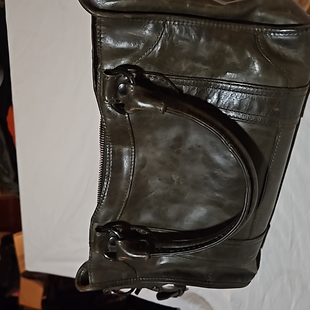 Frye Leather Tote with top zipper (Olive) - Picture 3 of 5